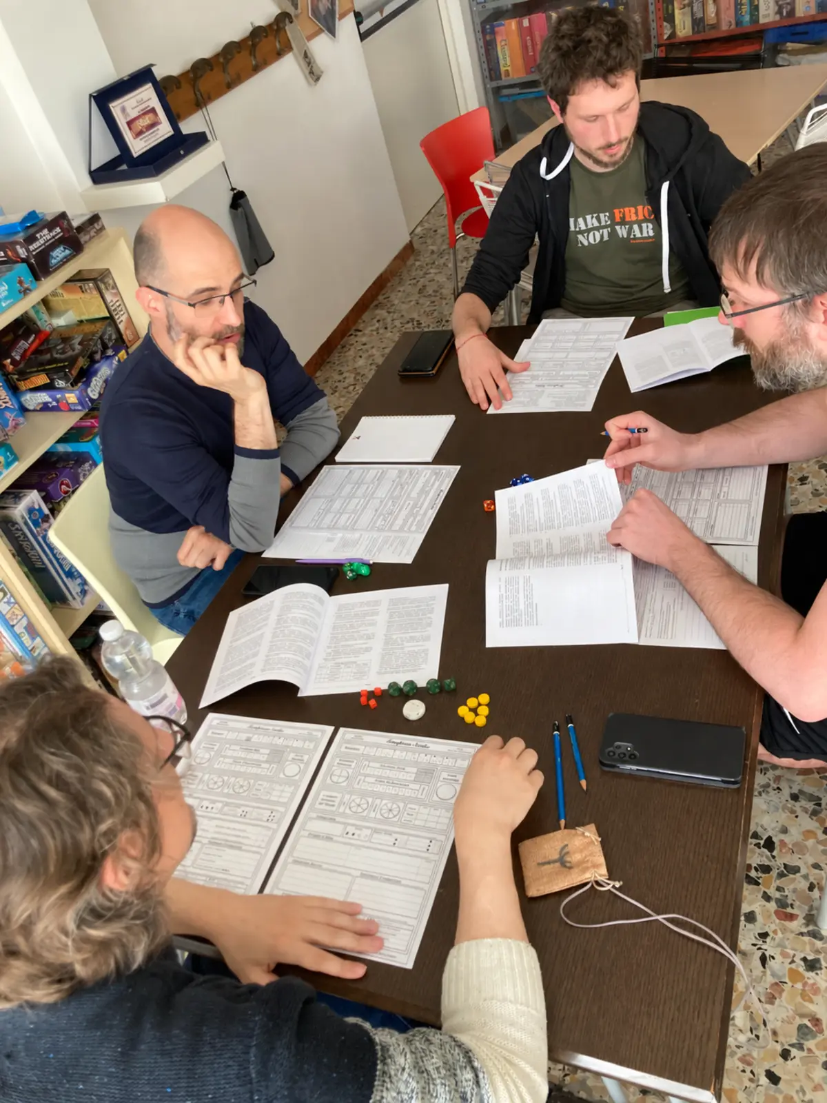 Un gruppo impegnato in una sessione di gioco di ruolo